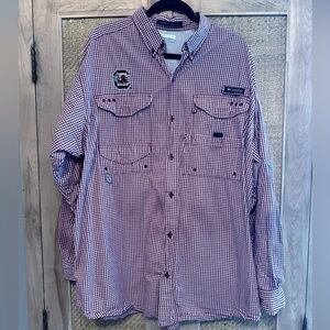 Men's South Carolina Gamecock PFG Long Sleeve Plaid Size Large Bonehead